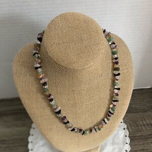 Vtg Multicoloured Gemstone Necklace